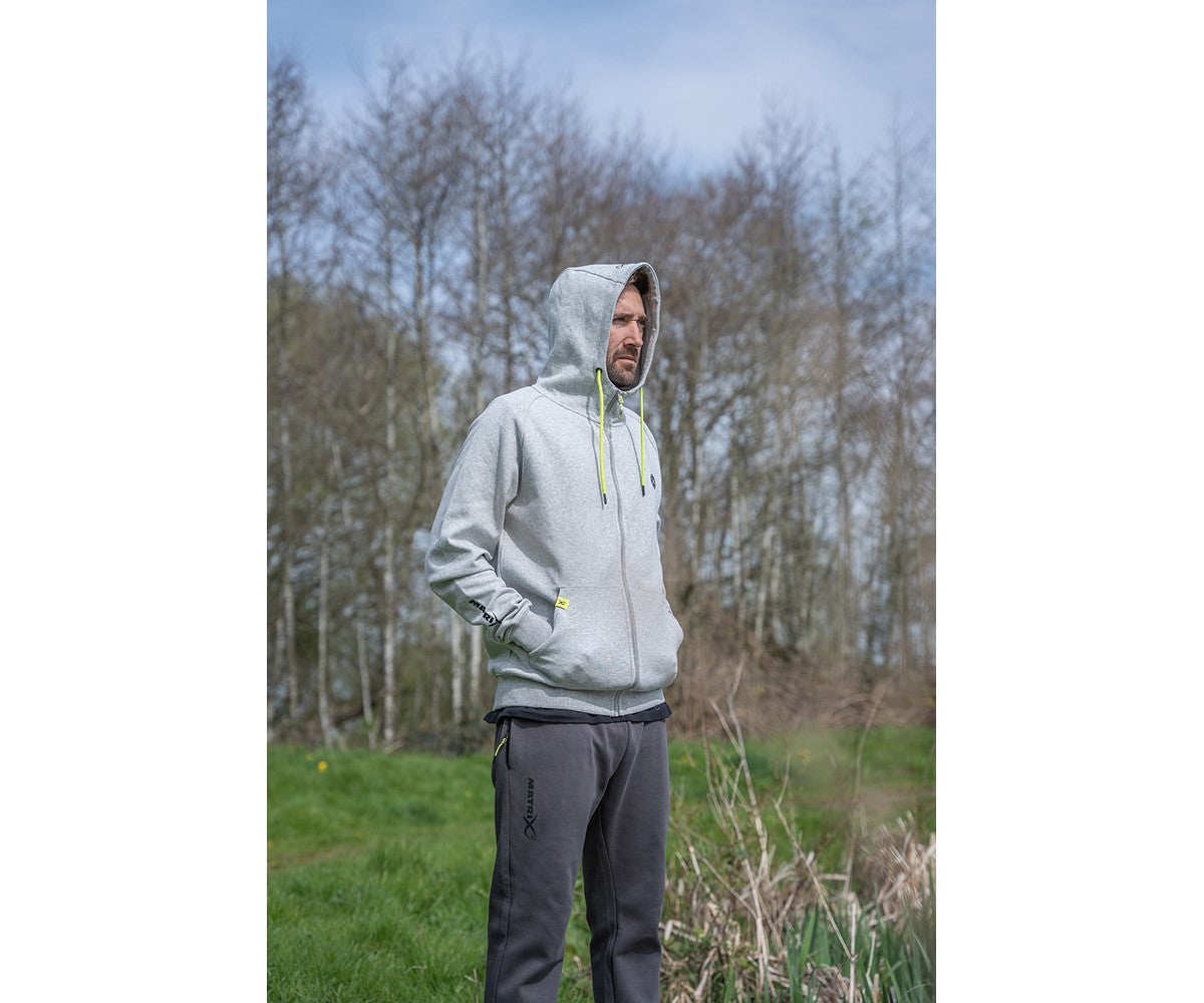 Суичър Matrix Black Edition Full Zip Hoody - Marl Grey / Lime