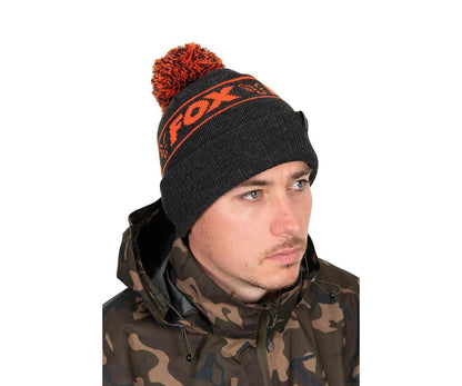Шапка Fox Collection Bobble - Black & Orange
