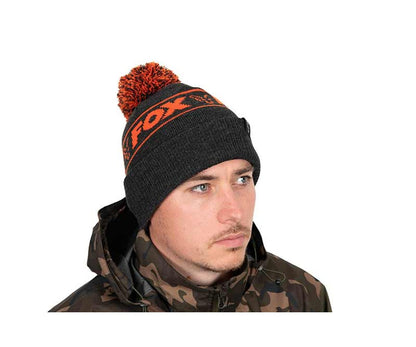 Шапка Fox Collection Bobble - Black & Orange