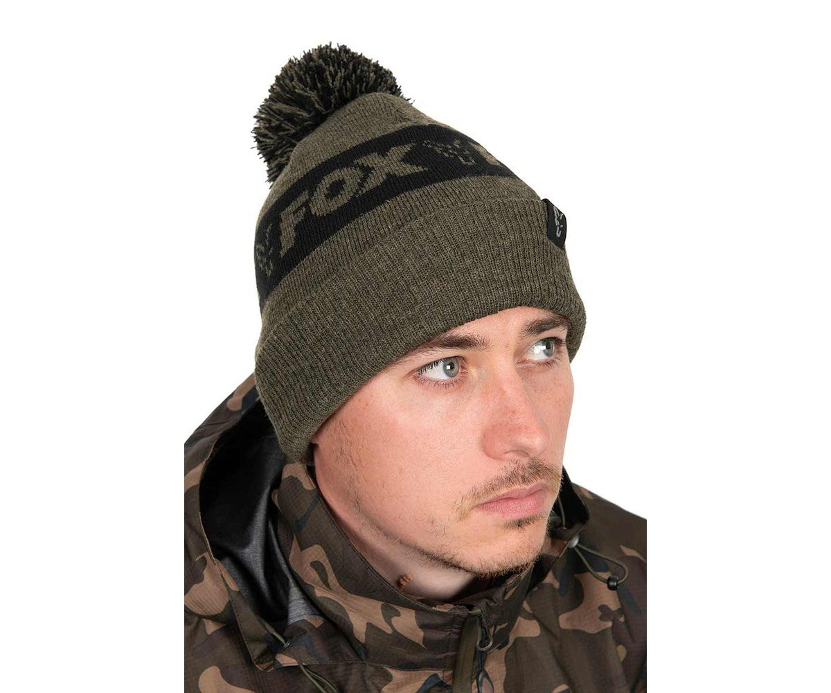 Шапка Fox Collection Bobble - Green & Black