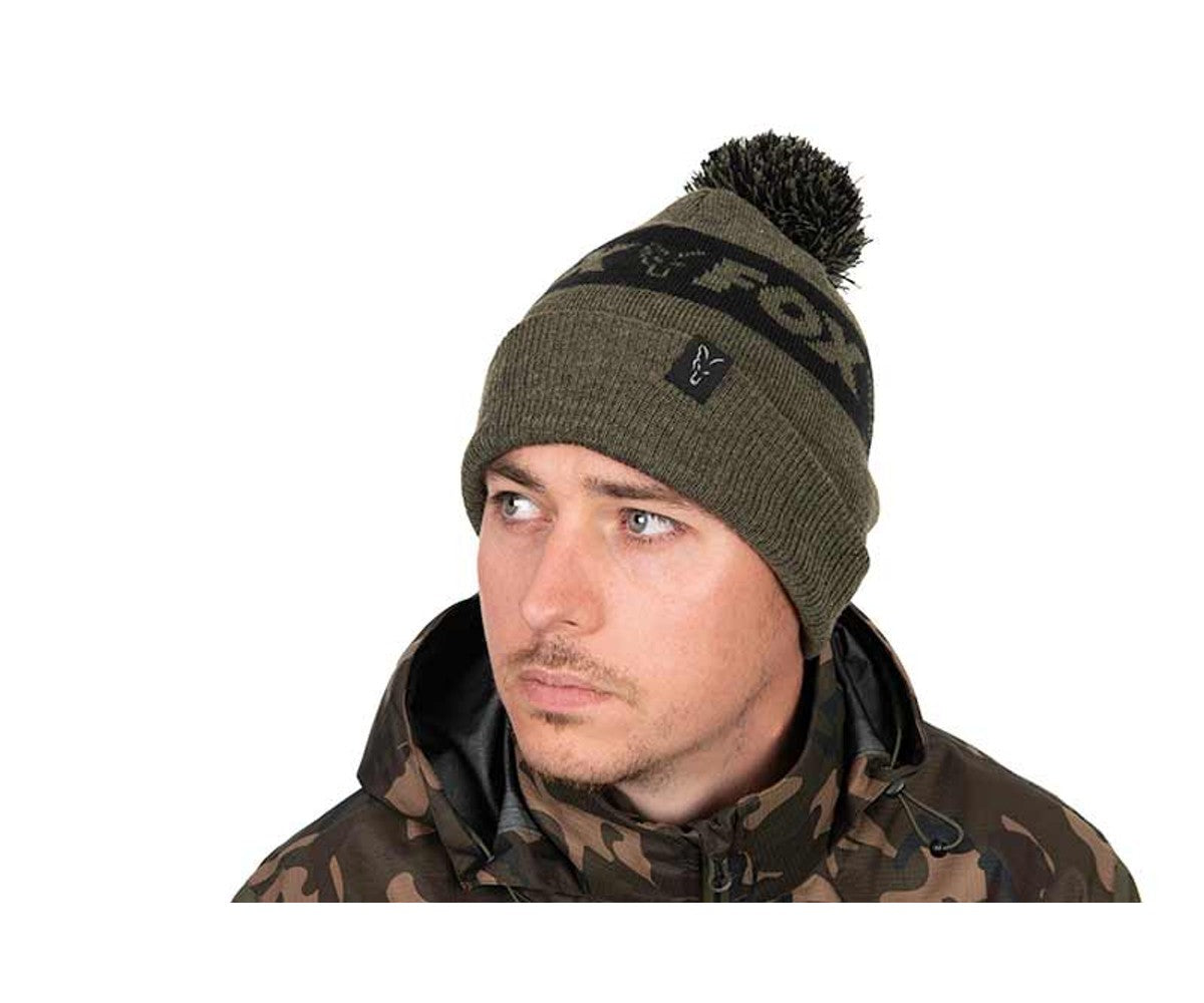 Шапка Fox Collection Bobble - Green & Black