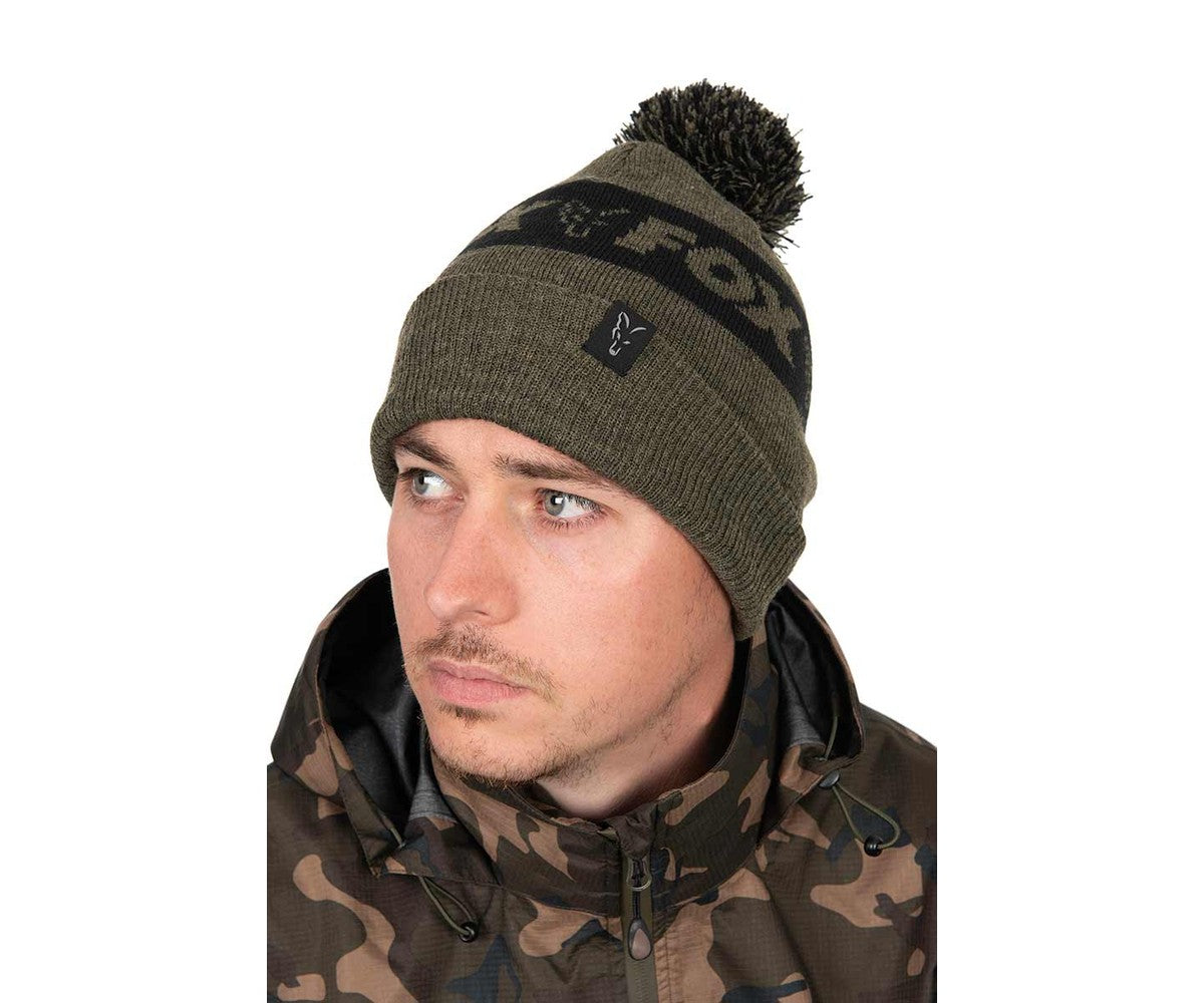 Шапка Fox Collection Bobble - Green & Black