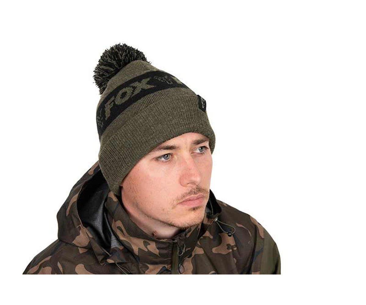 Шапка Fox Collection Bobble - Green & Black