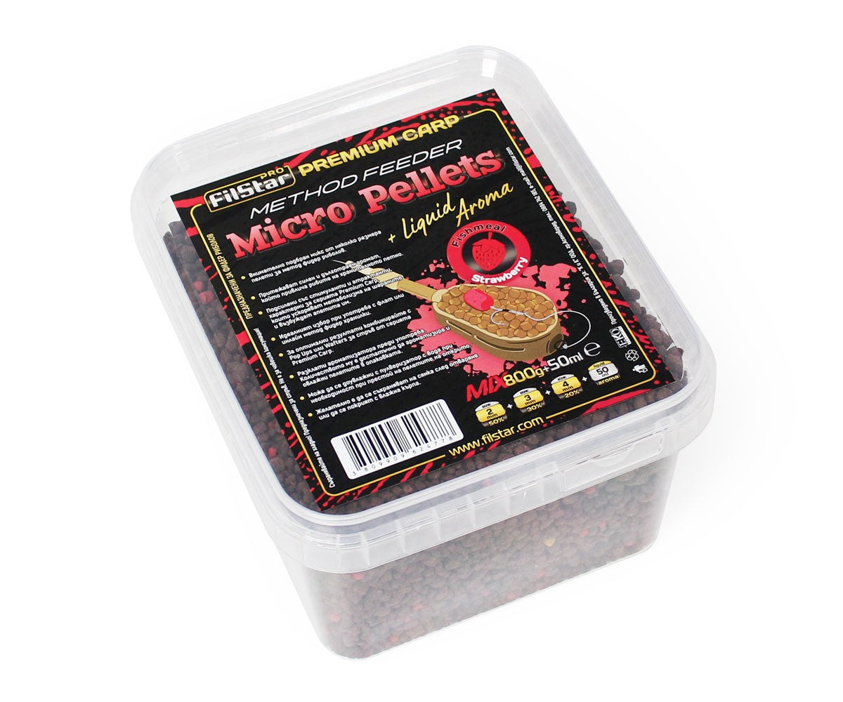Микро пелети микс + Течен ароматизатор FilStar Premium Carp Method Feeder