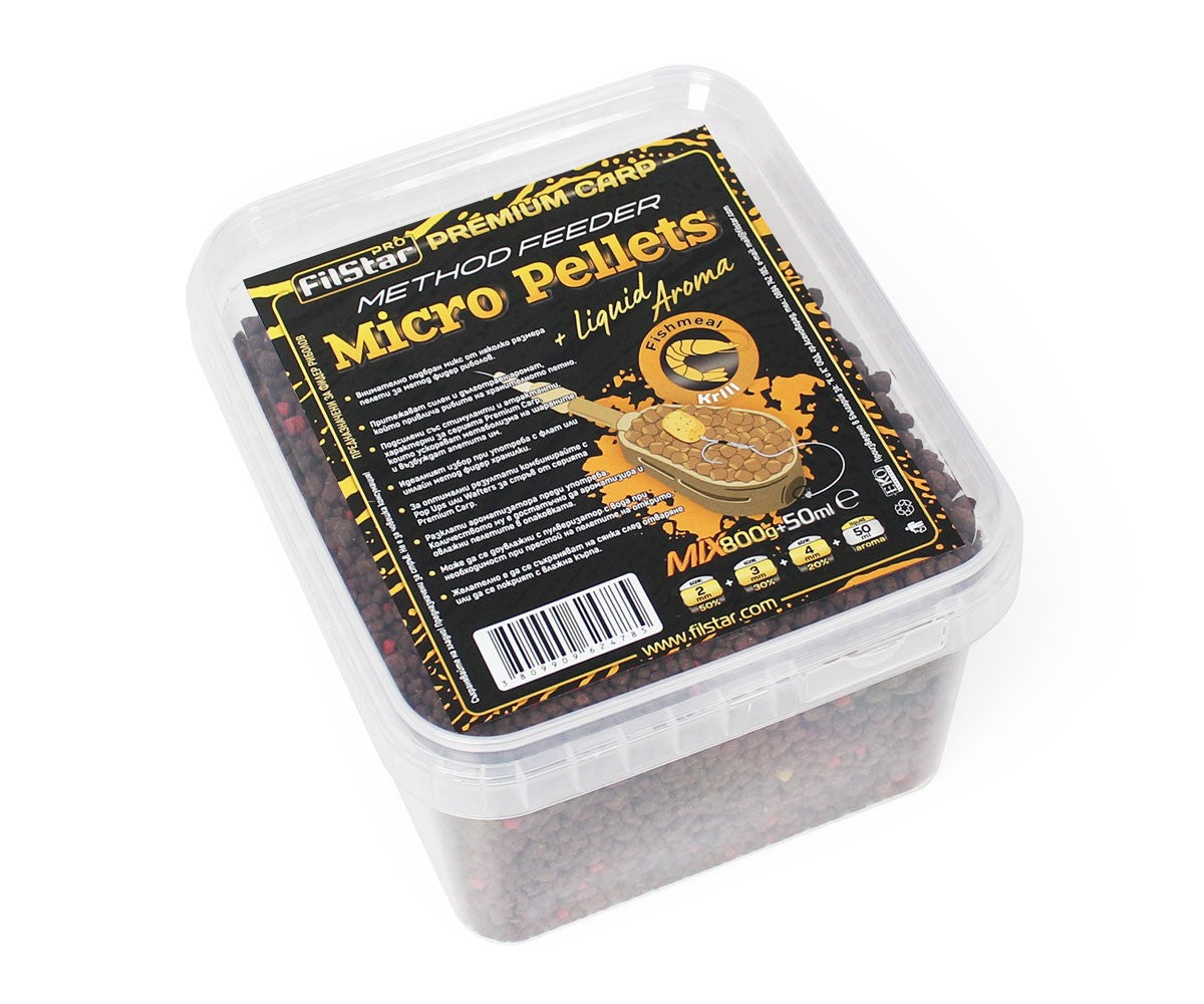 Микро пелети микс + Течен ароматизатор FilStar Premium Carp Method Feeder