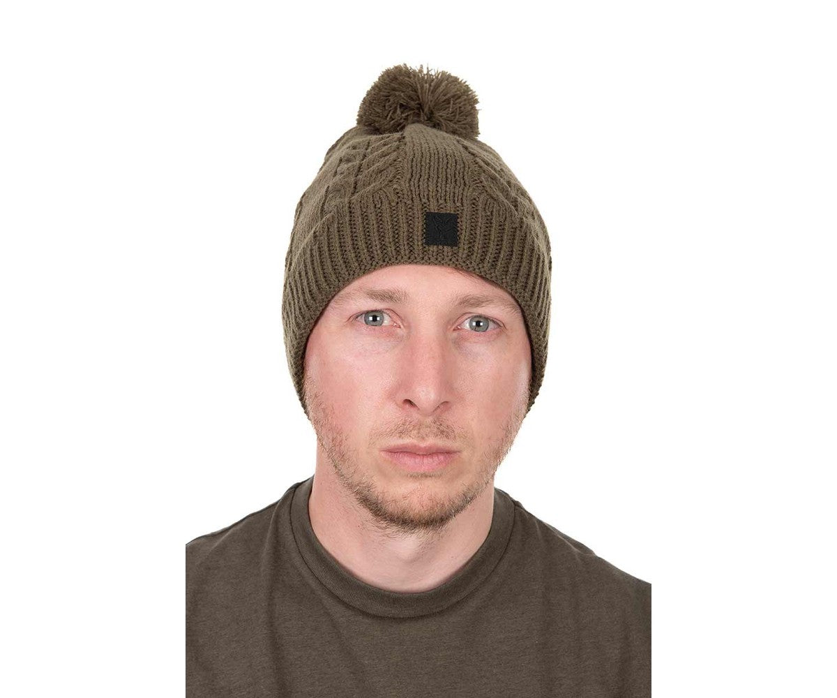 Шапка Fox Khaki Knitted Bobble
